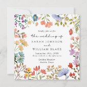 Boho Garden of Wildblume Square Wedding Einladung (Vorderseite)