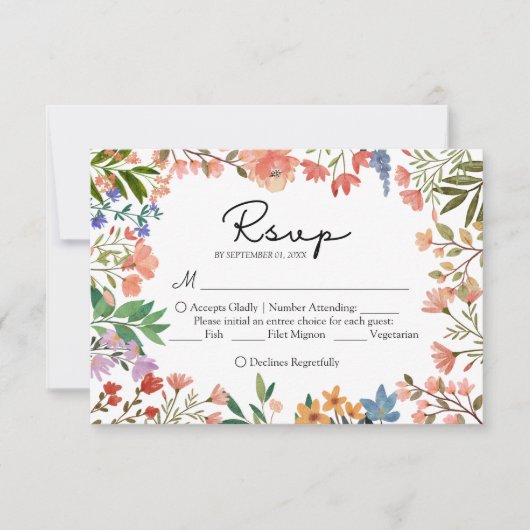 Boho Garden of Wildblume Wedding RSVP Card (Vorderseite)