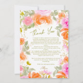 Boho Garden Orange Wildblumen Abschluss Dankeskarte (Vorderseite)