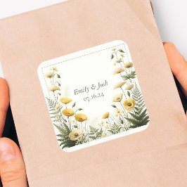 Boho Garden Party Wildblume Quadratischer Aufkleber