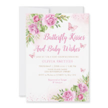 Boho Garden Pink Butterfly Kisses Girl Baby Shower