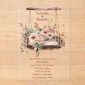 Boho Garden Romance Wedding Acryleinladungen (Vorderseite)