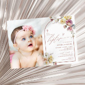 Boho Garden Rose Blume Foto Girl Taufe Einladung