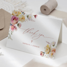 Boho Garden Rose Blume Hochzeit Dankeskarte