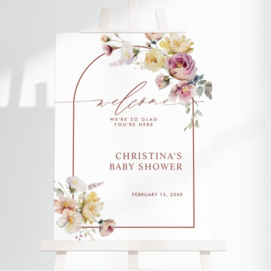 Boho Garden Rose Blume Kinderdusche Begrüßungszeic Poster