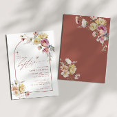 Boho Garden Rose Blume Taufe Einladung