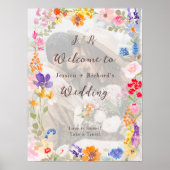 Boho garden summer floral photo wedding welcome poster (Vorne)
