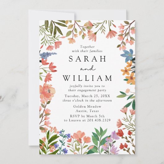 Boho Garden von Wildblume Engagement Party Einladung (Vorderseite)