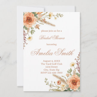 Boho Garden Watercolor Floral Blush Pampas Grass Einladung