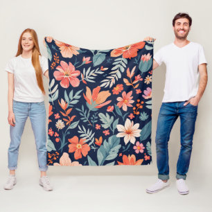 Boho Garden Whimsy - Tropical Floral Fleece Blanke