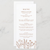 Boho Garden Wildblume Wedding Reception Menu Menükarte (Vorne/Hinten)