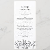 Boho Garden Wildblume Wedding Reception Menu Menükarte (Vorderseite)