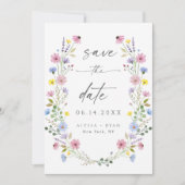 Boho Garden Wildblume Wedding Save the Date Card Einladung (Vorderseite)