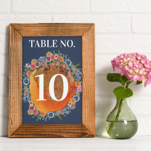Boho-Garten Blaue Boho-Wildblumen-Hochzeit Tischnummer
