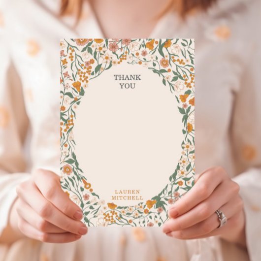 Boho-Garten-Blumenhochzeit Dankeskarte