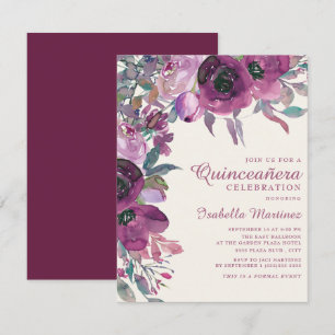 Boho-Garten Lila Flieder Floral Schrift Quinceañer Einladung
