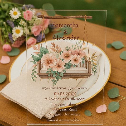 Boho-Garten-Romantik-Hochzeit Acryleinladungen