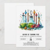 Boho Gear Discovery Scientist Birthday Einladung (Vorne/Hinten)