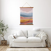Boho-Gebirgslandschaft Retro Farbige Moderne Wandteppich Mit Holzrahmen