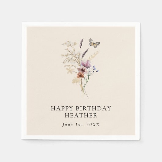 Boho-Geburtstag-Papiernapkin Serviette (Vorderseite)