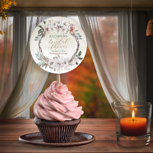 Boho gedämpfte Herbst-Blumen-Brautparty Runder Aufkleber