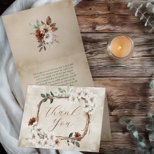 Boho gedämpfte Herbstblumen-Hochzeitsdusche zum Ve Dankeskarte