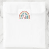 Boho, gedämpfter Regenbogen, Babydusche, 1. Geburt Quadratischer Aufkleber (Tasche)