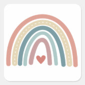 Boho, gedämpfter Regenbogen, Babydusche, 1. Geburt Quadratischer Aufkleber (Vorderseite)