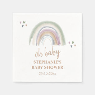 Boho gedämpfter Regenbogen Salbei Grün Babyparty Serviette