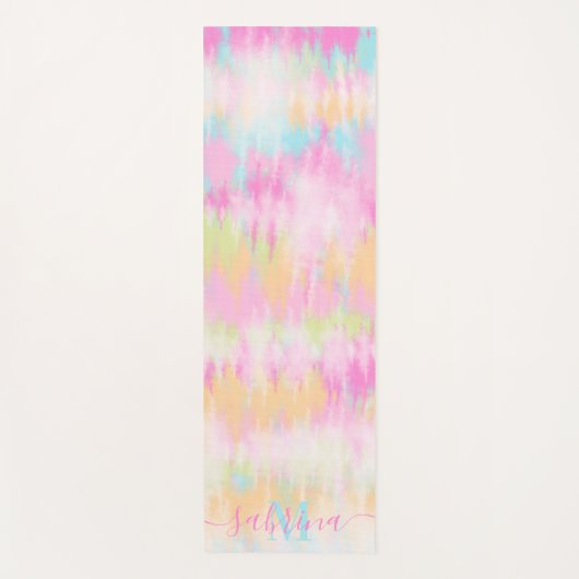 Boho gefärbte Krawatte Regenbogenfarbe mädchenhaft Yogamatte (Vorderseite)