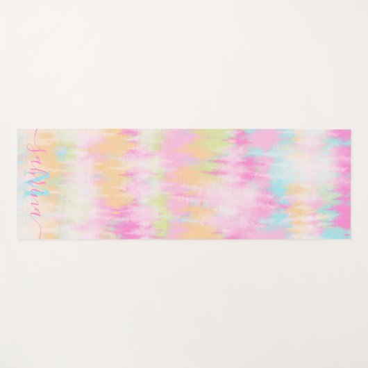 Boho gefärbte Krawatte Regenbogenfarbe mädchenhaft Yogamatte (Vorderseite (Horizontal))