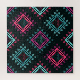Boho-Geist: Nahtloses Stammes-Ethnik-Muster Puzzle
