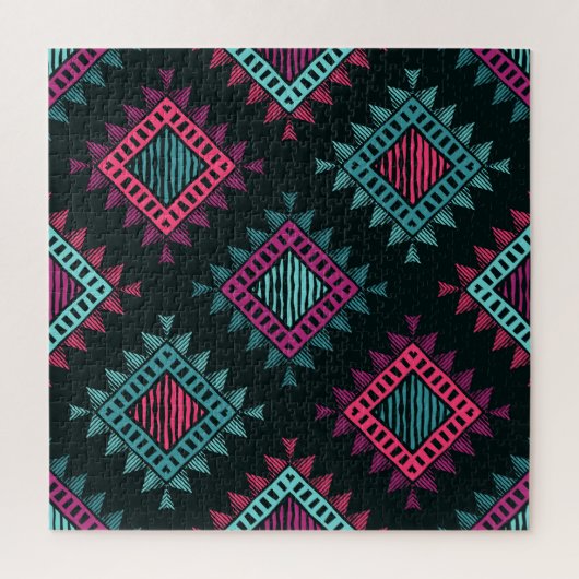 Boho-Geist: Nahtloses Stammes-Ethnik-Muster Puzzle (Vertikal)