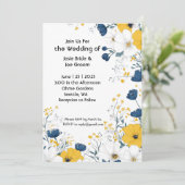 Boho-Gelb-Blume Einladung zur Hochzeit (Stehend Vorderseite)
