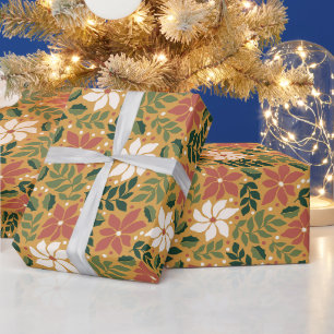 Boho Gelb Grün Rot Floral Weihnachten Urlaub  Geschenkpapier
