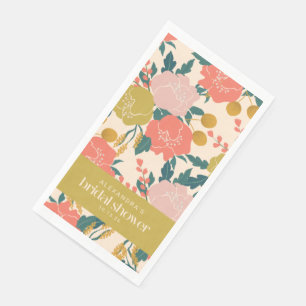 Boho Gelb Orange Botanische Blumen Brautparty Serviette
