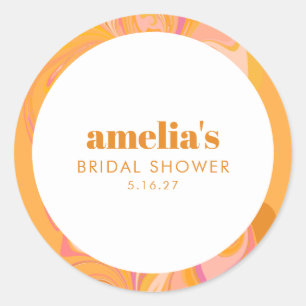 Boho Gelb Pink Marmor Benutzername Brautdusche Nam Runder Aufkleber