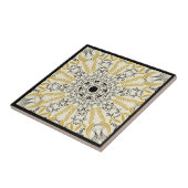 Boho gelb-schwarz Mandala-Design Fliese (Seite)
