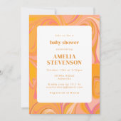 Boho Gelb und Rosa Marmor Einzigartige Babydusche Einladung (Vorderseite)