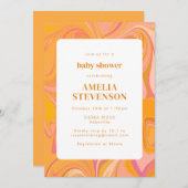 Boho Gelb und Rosa Marmor Einzigartige Babydusche Einladung (Vorne/Hinten)