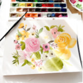 Boho gelbe Rosa Blütenhochzeit Dankeskarte