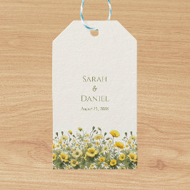 Boho Gelbe Wildblumen, Olivenöl Individuelle Name Geschenkanhänger