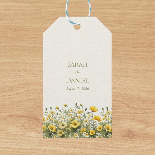 Boho Gelbe Wildblumen, Olivenöl Individuelle Name Geschenkanhänger