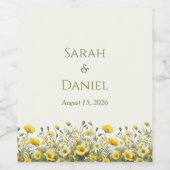 Boho Gelbe Wildblumen, Olivenöl Individuelle Name Weinetikett (Einzelnes Label)