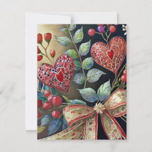 Boho gemalte Herzen Valentinstag Feiertagskarte