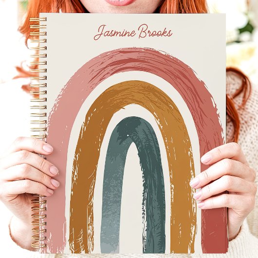 Boho gemalter Regenbogen mit individuellem Namen Planer