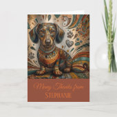 Boho gemusterter Dachshund-Hund Dankeskarte (Vorderseite)