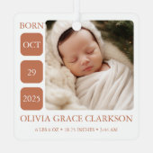 Boho Gender Neutral Baby Birth Stats Ornament (Rückseite)