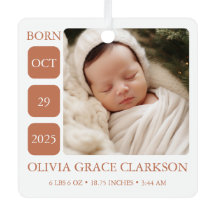 Boho Gender Neutral Baby Birth Stats Ornament