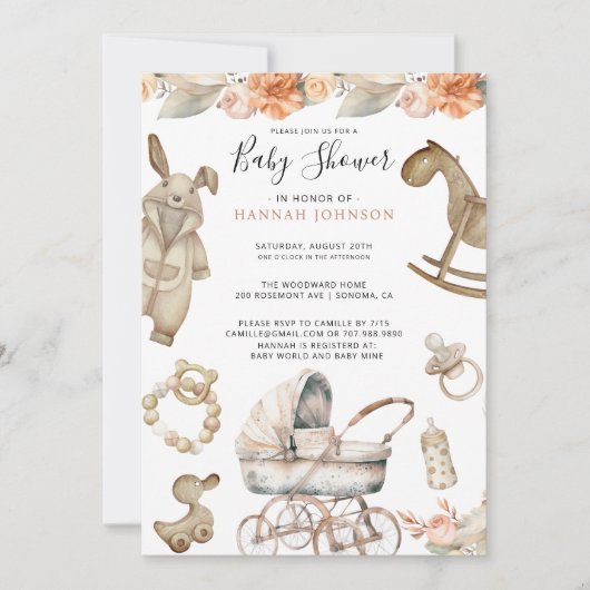 Boho Gender Neutral Baby Shower Einladung (Vorderseite)